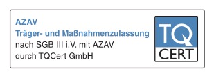 TQCert Logo - AZAV Träger- und Maßnahmenzulassung - Reg.-Nr. T-04953-3531
